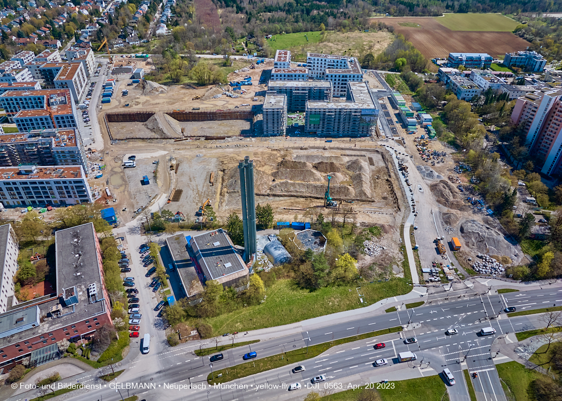 21.04.2023 - Luftbilder von der Baustelle Alexisquartier und Pandion Verde in Neuperlach